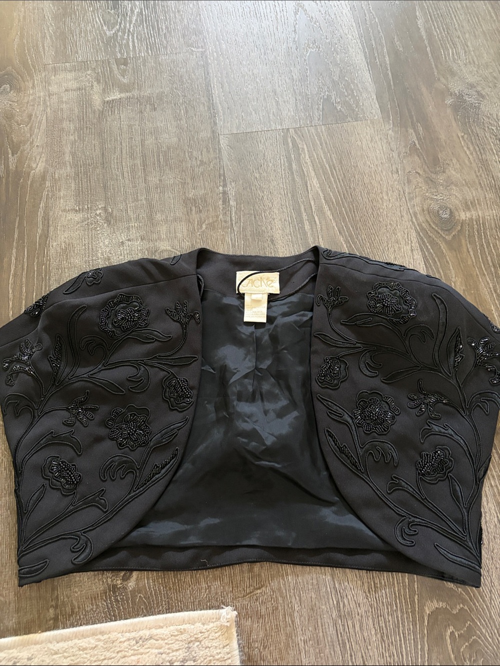 Cache Black Beaded Embroidered Bolero Shrug
